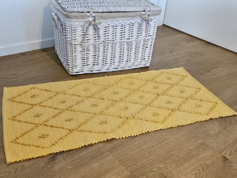  Tapete puxado amarelo torrado - 50 x 100 cm - 100% algodão