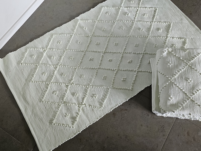 Tapete de puxado 70 x 140 cm cor verde água muito clarinho - 100% algodão 